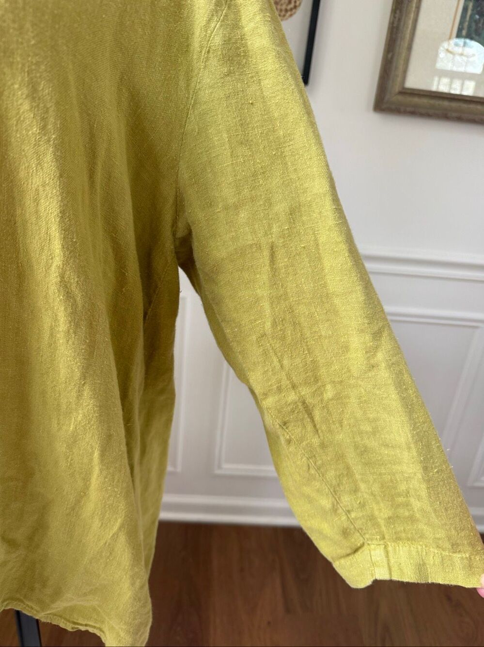 Mosaic Apple Green 100% Linen Relaxed Fit Tunic Top S M L - Picture 4 of 6